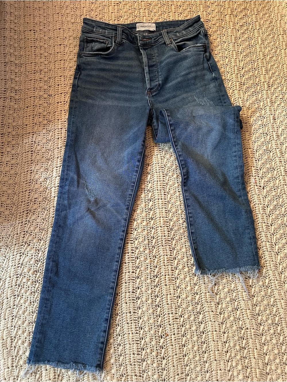Everlane Indigo Straight Leg Jeans with Raw Hem
